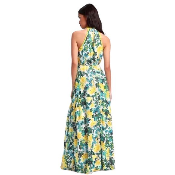 Lulus What A Wonder White Floral Print Halter Maxi Dress Size M - Picture 4 of 12